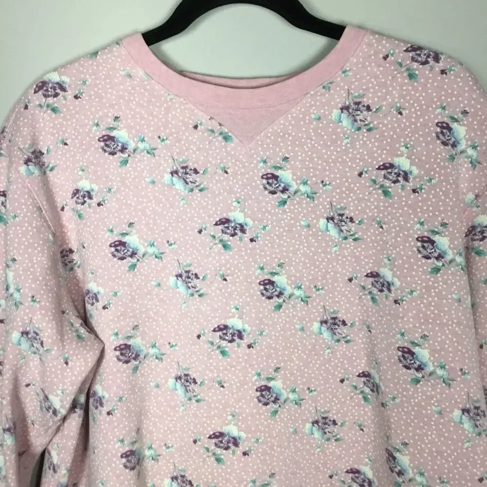 Vintage Pink‎ Floral Grannycore Grandma Cottagecore Feminine Sweatshirt 16-18W